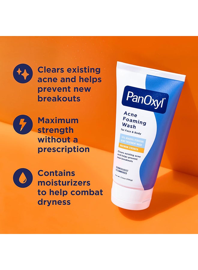 PanOxyl Acne Foaming Wash, Peroxide 10% Maximum Strength 5.5 Oz Packaging May Vary....