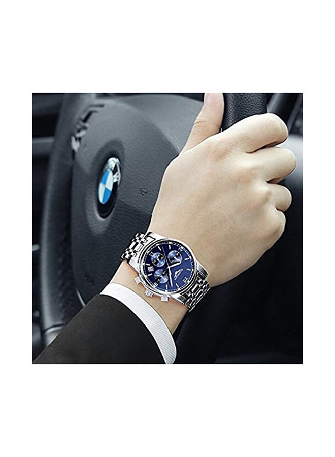 GUANQIN Men’s 41mm Silver Stainless Steel Chronograph Watch