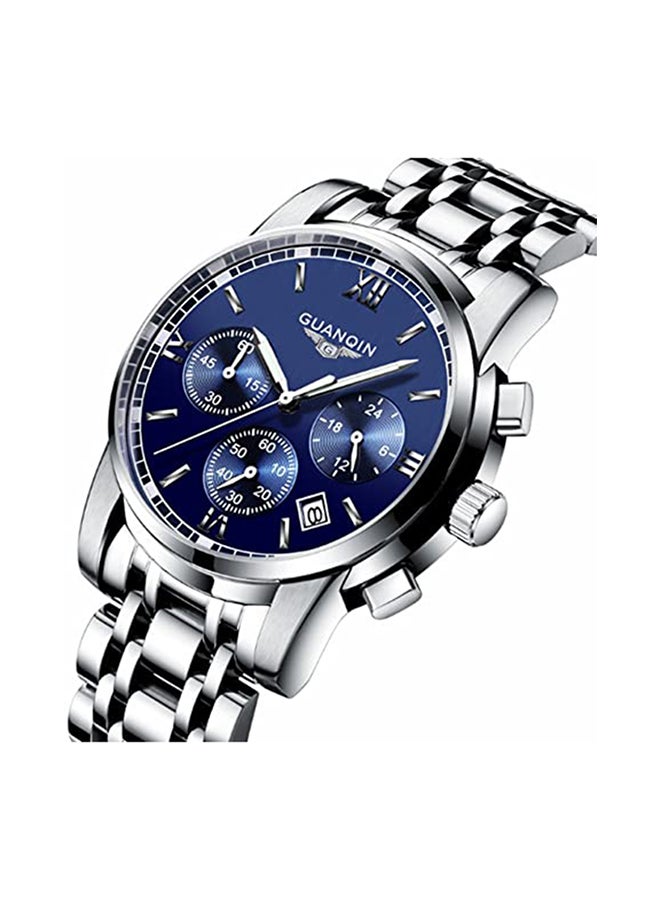 GUANQIN Men’s 41mm Silver Stainless Steel Chronograph Watch
