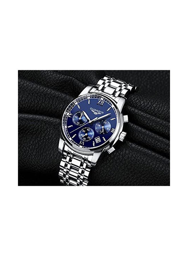 GUANQIN Men’s 41mm Silver Stainless Steel Chronograph Watch