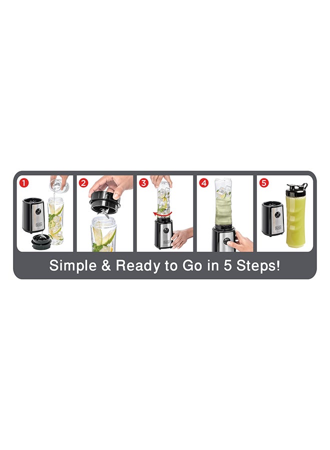 BLACK + DECKER Sports Blender/Smoothie Maker, 6-Piece Set with 500ml & 300ml BPA-Free Sports Bottles,