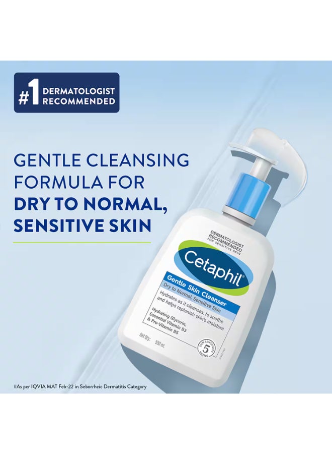 Cetaphil Gentle Skin Cleanser, Face And Body Wash For Men And Women, Dry To Normal And Sensitive Skin, Unscented 500ml