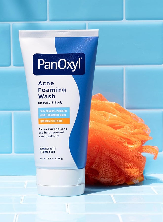 PanOxyl Acne Foaming Wash, Peroxide 10% Maximum Strength 5.5 Oz Packaging May Vary....