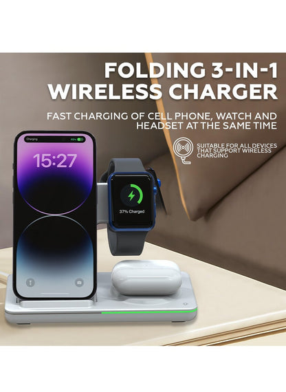 AMROAH 3-in-1 Wireless Charger Stand – Fast Charge