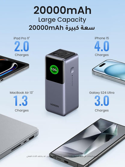 UGREEN 20000mAh Portable Power Bank 130W with Smart Screen