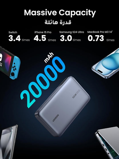 UGREEN 20000 mAh 20000mAh 100W Power Bank Fast Charging Portable Charger Laptop Charger Portable