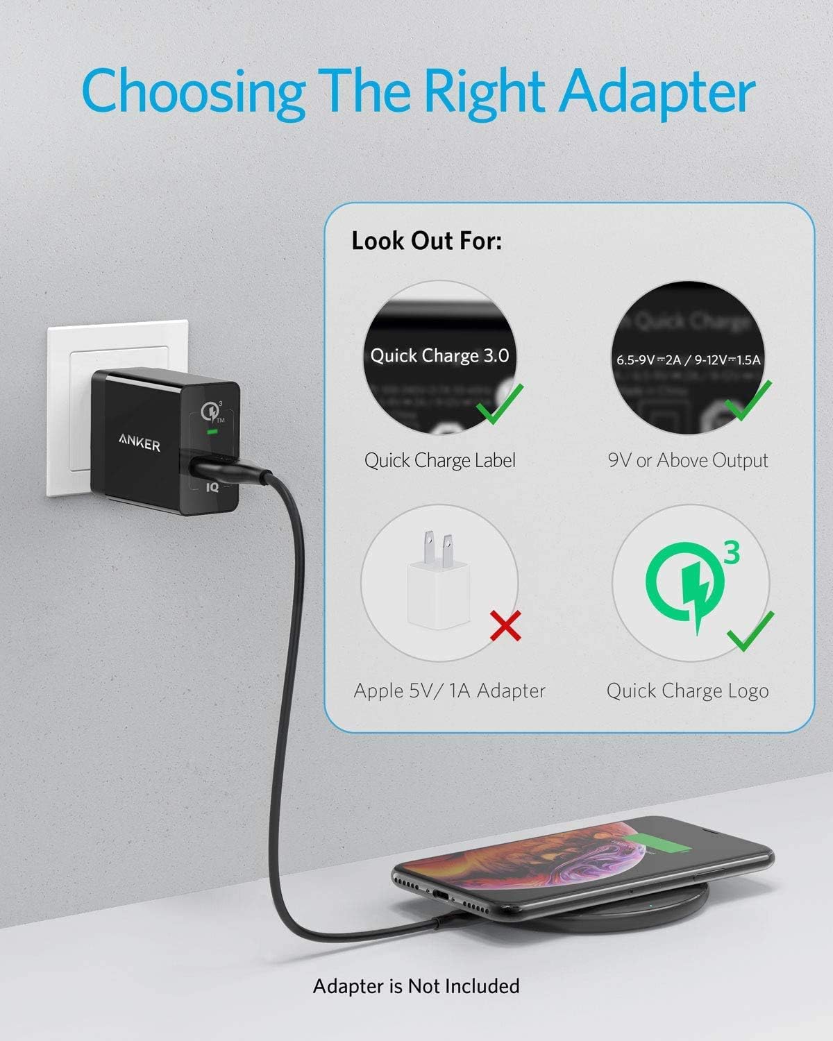 Anker Qi-Certified 10W Wireless Charger for Samsung & iPhone