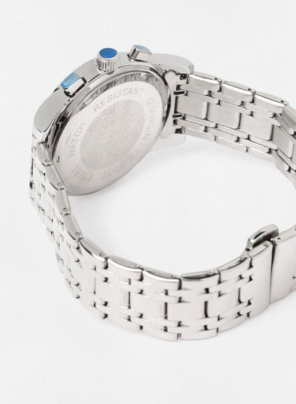 GUANQIN Men’s 41mm Silver Stainless Steel Chronograph Watch