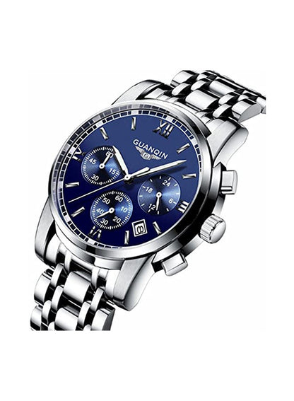 GUANQIN Men’s 41mm Silver Stainless Steel Chronograph Watch
