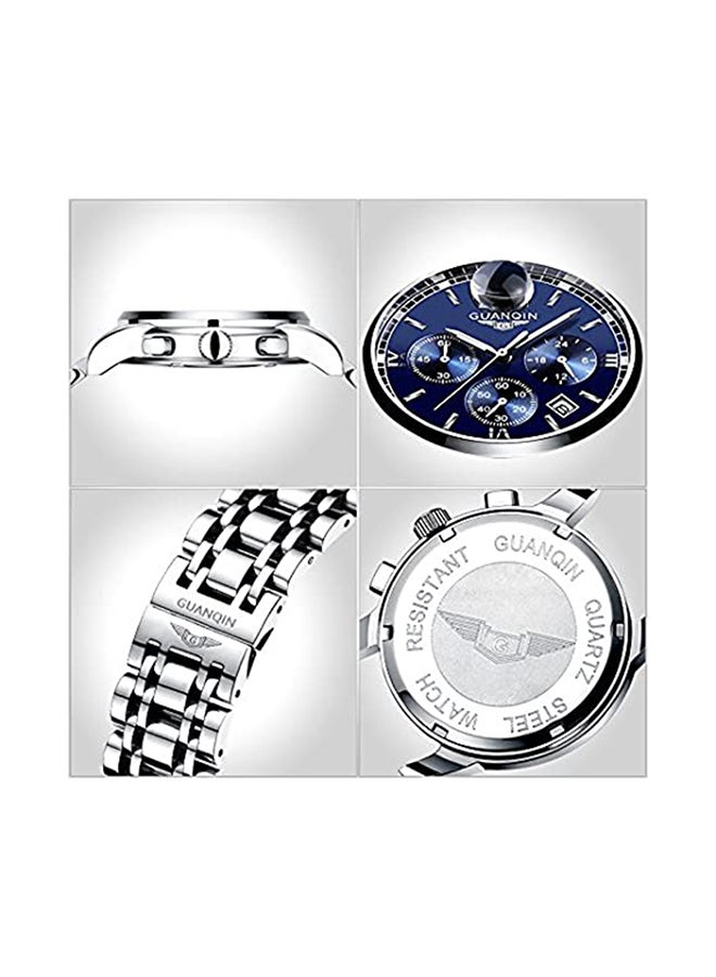 GUANQIN Men’s 41mm Silver Stainless Steel Chronograph Watch