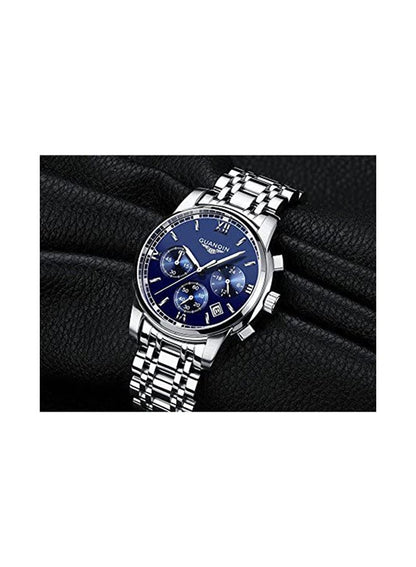 GUANQIN Men’s 41mm Silver Stainless Steel Chronograph Watch