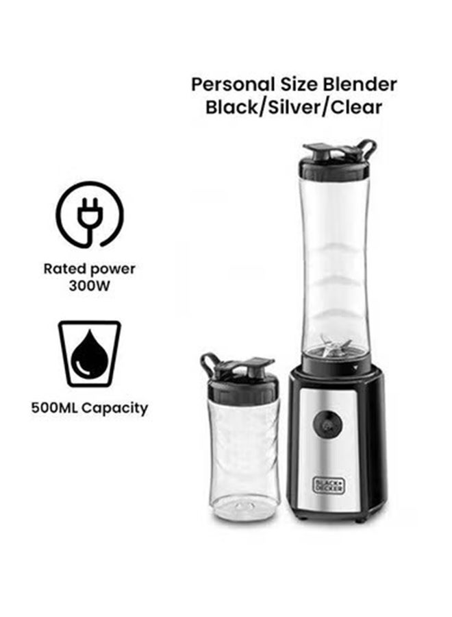 BLACK + DECKER Sports Blender/Smoothie Maker, 6-Piece Set with 500ml & 300ml BPA-Free Sports Bottles,