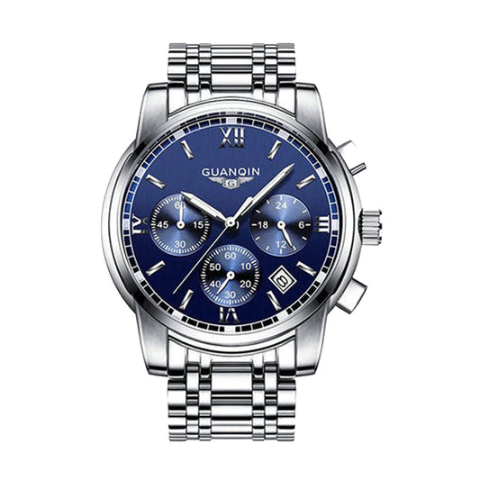 GUANQIN Men’s 41mm Silver Stainless Steel Chronograph Watch