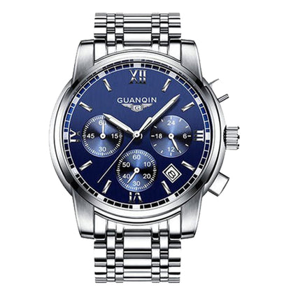 GUANQIN Men’s 41mm Silver Stainless Steel Chronograph Watch